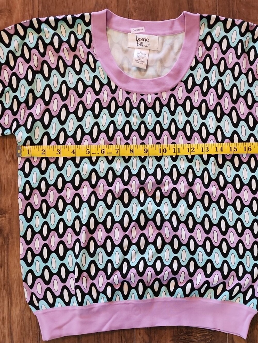 Pink & Aqua Short Sleeve Patterned Tee